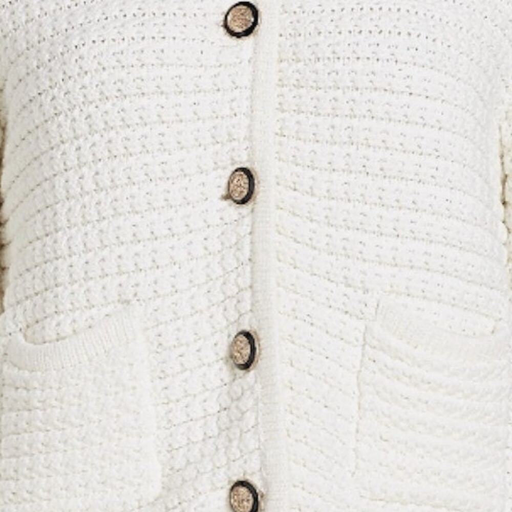 ba&sh Cream Textured Button-Front Sweater Jacket - Picture 4 of 8